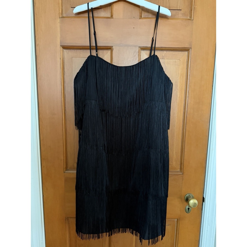 Women's A New Day Black Layered Fringe Mini Dress Size XL NWT Western Dress